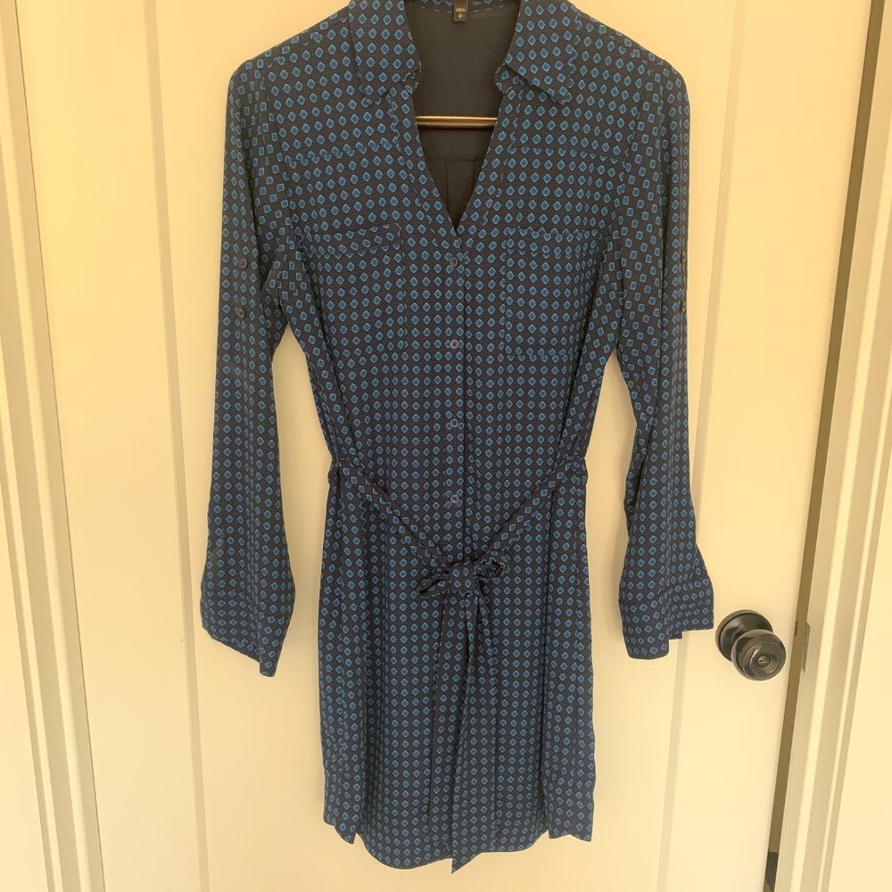 EXPRESS Women's Blue Dress Shirt Wrap Dress
